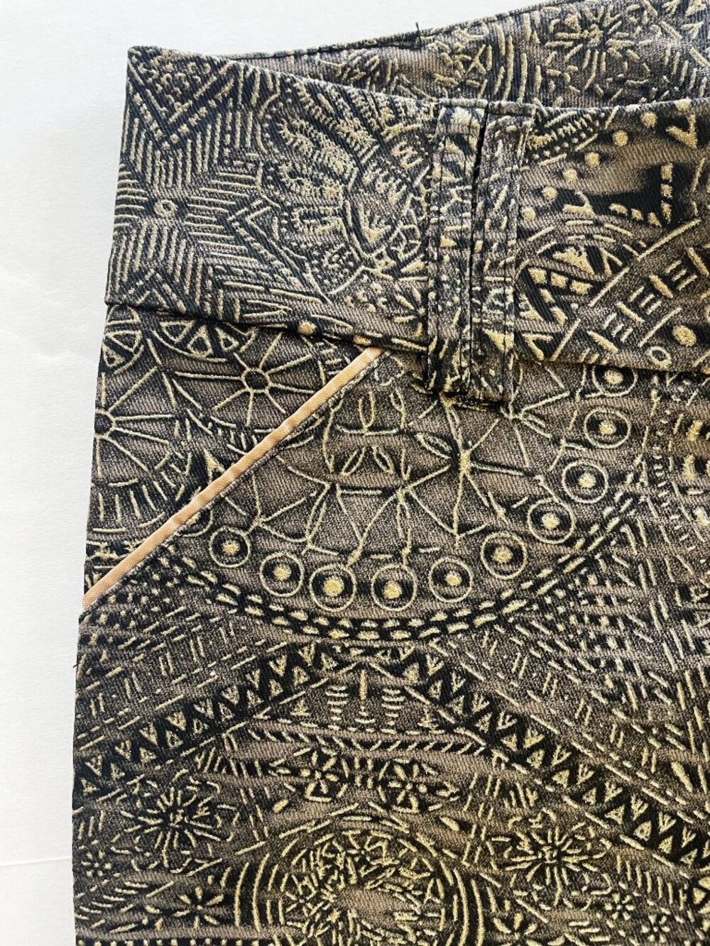 Cache Vintage Textured Gold Embossed Brown Luxe Women's Pants | Size 0 | EUC - Picture 6 of 11